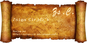 Zsiga Cirjék névjegykártya